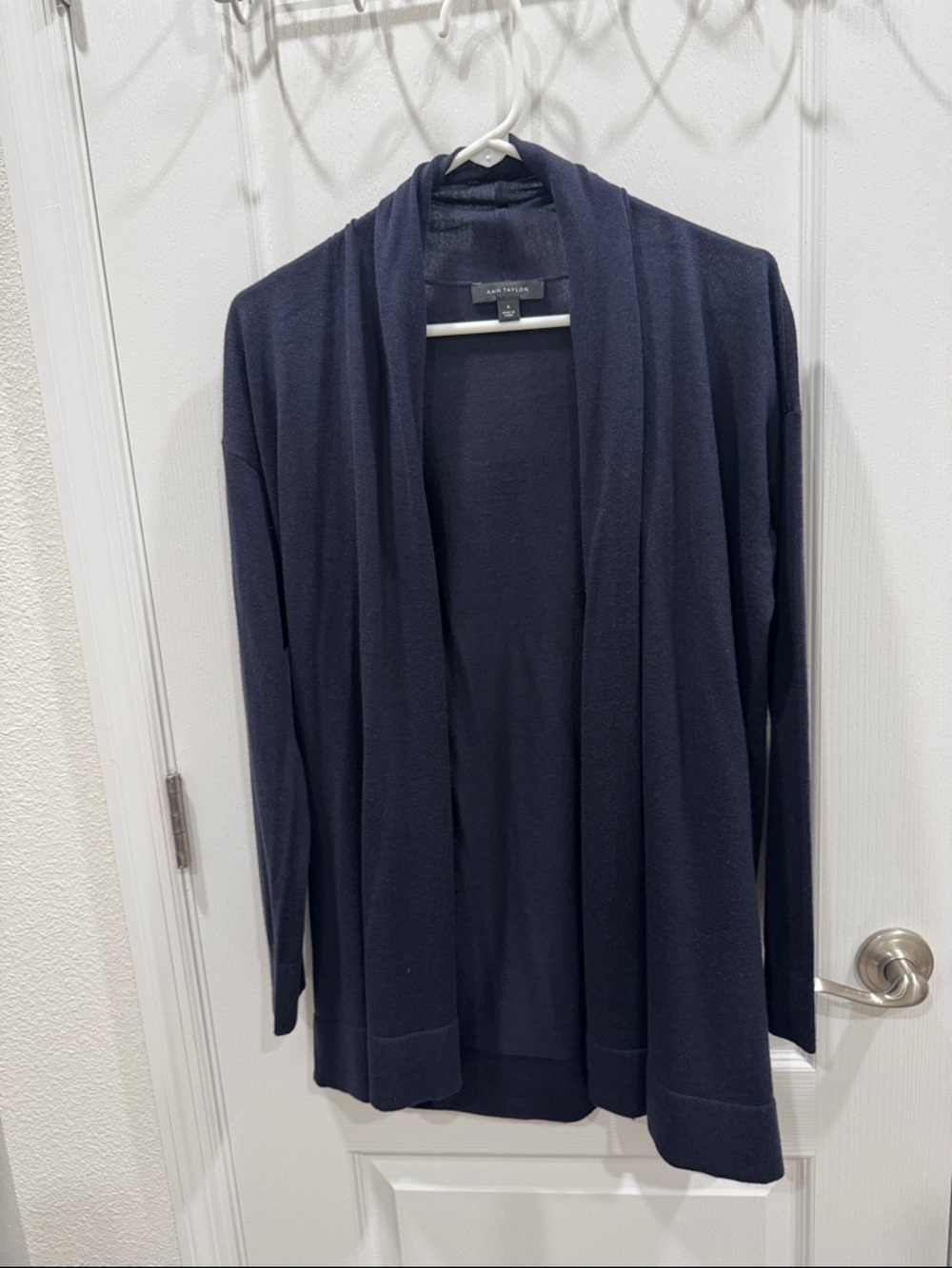 Ann Taylor Navy Open-Front Cardigan